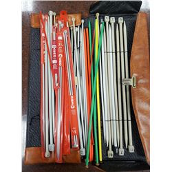 LOT OF ASSORTED KNITTING NEEDLES IN CASE
