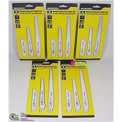 5 PACKS OF WORKPRO RECIPROCATING SAW BLADE SETS