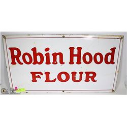 PORCELAIN METAL SIGN - 'ROBIN HOOD FLOUR' 20" X 9"