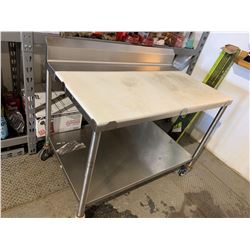 Stainless Steel Cutting Table 6 feet with cutting boards on wheels