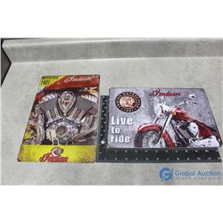 (2) Indian Motorcycle Tin Repro Signs