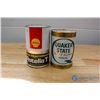 Image 2 : 1 Shell Oil Cardboard Quart & Quaker State Tin w/Contents