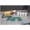 Image 1 : Milk Glass Set, Large Canada Cup & Basket