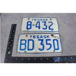 (2) 1976 Sask Motorcycle License Plates