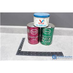(2) Esso Motor Oil Cans & Valvoline Bearing Grease Can