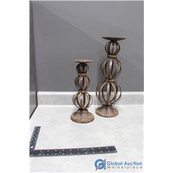 (2) Metal Candle Holders - Heavy
