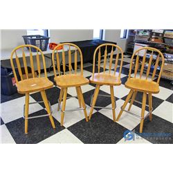 Set of 4 Wooden Bar Chairs