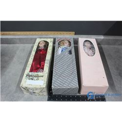 (3) Porcelain Dolls in Box