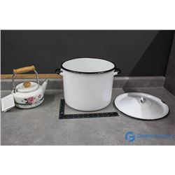 Enamel Canner & Fine Porcelain Enamel Kettle
