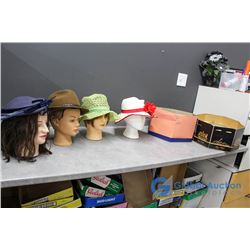 (4) Vintage Hats & (2) Hat Boxes