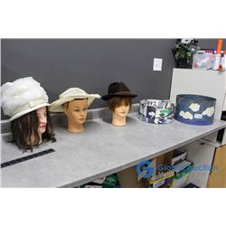 (3) Vintage Hats & (2) Hat Boxes