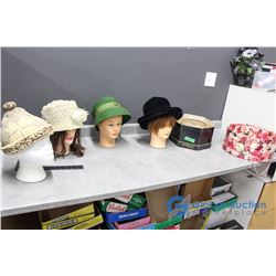 (4) Vintage Hats & (2) Hat Boxes