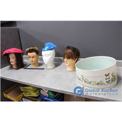 Vintage Ladies Hat & Head Pieces w/Hat Box