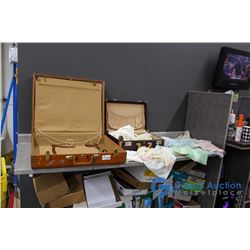 **(2) Vintage Suitcases w/Vintage Baby Clothes