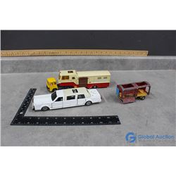 Majorette and Corgi Toy Semi, Limo, Trailer