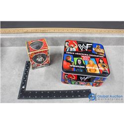 WWF Trivia Game in Tin and WWE Mankind Figure in Box