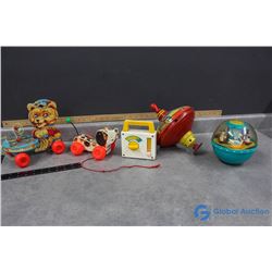 Vintage Fisher Price Toys, Radio, and Vintage Tin Spin Top