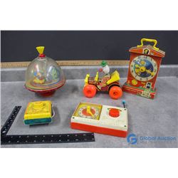 Vintage Fisher Price Toys - Radios, Clown Car, Top, etc