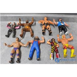 (8) WWF Rubber Toy Wrestlers