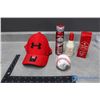 Image 1 : Old Spice Cologne & Anti-Perspirant Spray, Rawlings 66CC Baseball & Under Armour Junior Hat