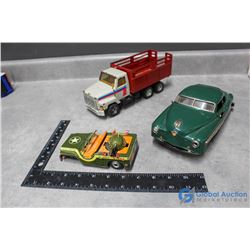 Tin Toy Car, Army Vehicle & ERTL Truck