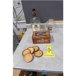 Phillies Tin, Coasters, Bottle Opener, Gin Glass Bottle & Drinking Glass