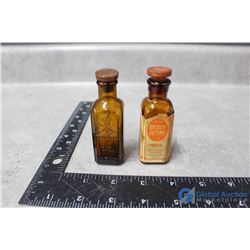 (2) Mini Brown Glass Poison Bottles