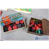 Image 6 : **(5) Kids Records & Wooden Crokinole/ Checkers Board