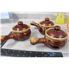 Image 2 : (3) French Onion Soup Bowls w/Lids, (2) Fire King (1) Pyrex Cup & Misc Decor
