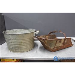 Galvanized Tub w/Scrubber & Scoop