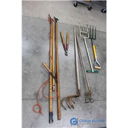 **Misc Gardening Tools - Tree Pruners, Forks, Hand Cultivators