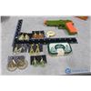 Image 1 : Earrings, Canadian Forces Pin, Cap Toy Gun, Tobacco Tin