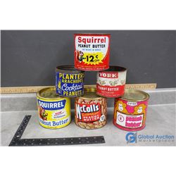 (6) Peanut Tins - Squirrel, Planters, York, COOP