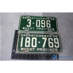 (2) 1956 Sask License Plates