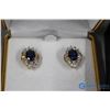Image 2 : Glass Sapphire & Emerald Earrings w/ Crystal - BID PRICE x2
