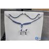 Image 4 : Blue Rhinestone Necklace, Earrings, & Bracelet Set