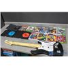 Image 1 : Assorted Video Games & Fender Stratocaster Rock Band Guitar