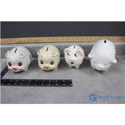 (4) Ceramic Piggy Banks