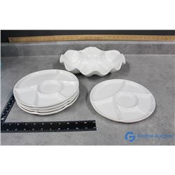 White Serving Dishes & Chip/Dip Platter