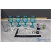 Image 1 : Set of (4) Blue Glasses & Assorted Shot Glasses