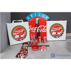 Coca-Cola Items - Glass, Tie, Ashtray, Salt & Pepper