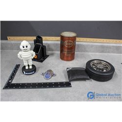 Esso Can, Michelin Man, Rubber Tire Ashtray, & Inner Tube Change Purse