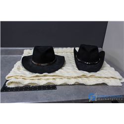 (2) Cowboy Hats & Small Afghan