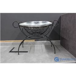 **Wrought Iron Style Padded Entryway Bench