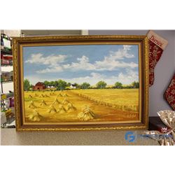 **Framed Farm Scene Painting by R.Paton