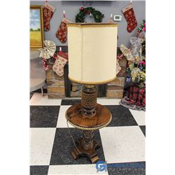 **Western Style Wooden End Table Lamp - Working
