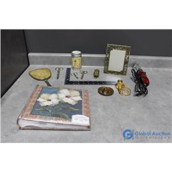 Vanity Items, Picture Frame, Hand Mirror, & New Photo Album