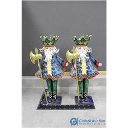 Pair of Tin Holiday King Ornaments