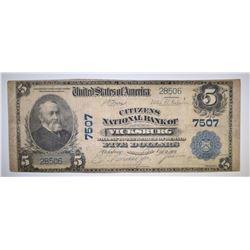 1902 $5 CITIZENS NATIONAL BANK VICKSBURG