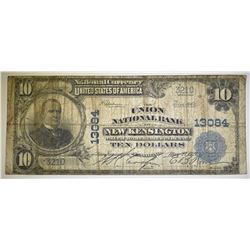 1902 $10 NATIONAL UNION N.B. NEW KENSINTON PA. VG